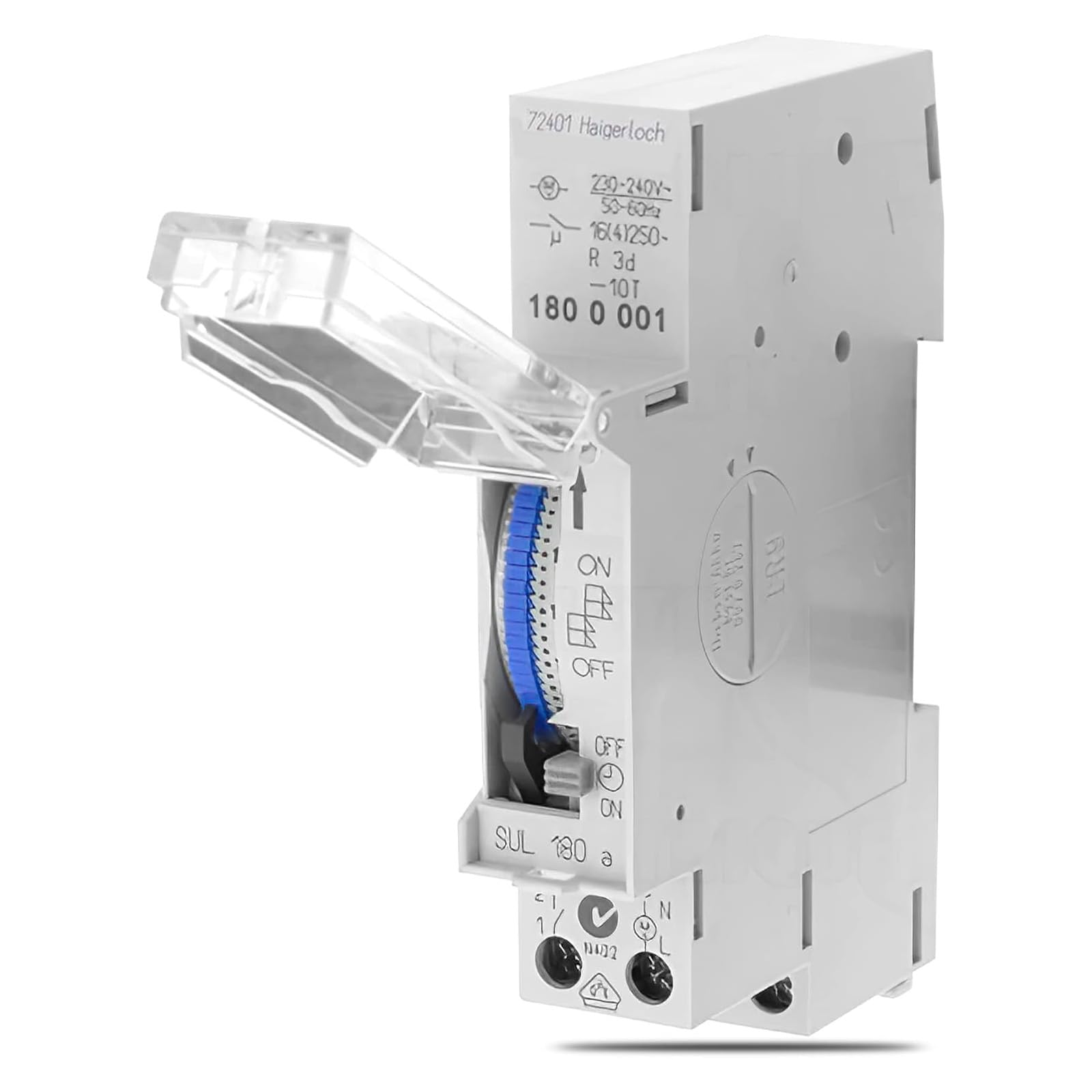 Theben SUL 180 a space-saving analogue time switch - 1 channel, daily program, power reserve 5 days, 300 W LED, for lighting/heating/pumps 1800001