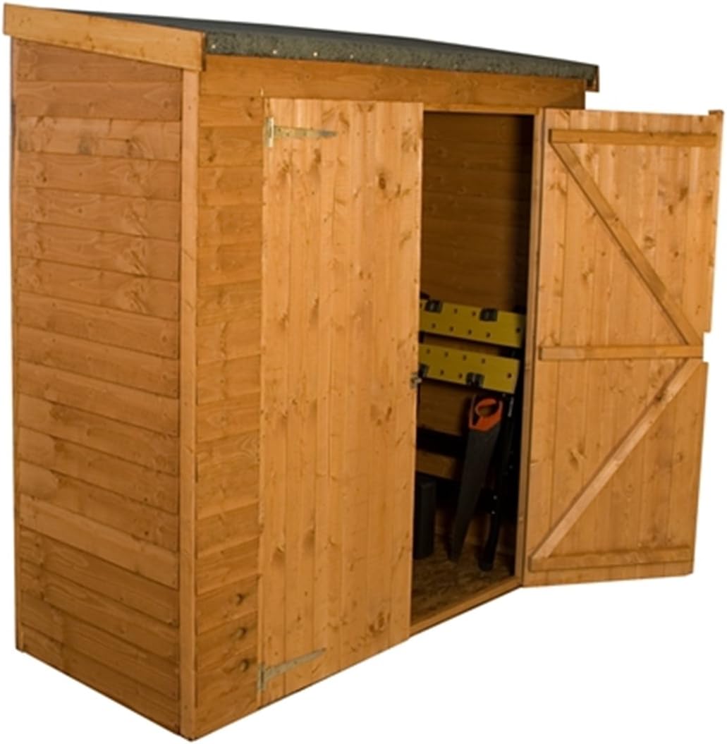 iLikeSheds 6 x 2' 6" Overlap Value Wooden Pent Storage Wooden Garden Shed with Double Doors (10mm Solid OSB Floor)