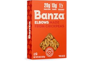 Banza Elbows Pasta from Chickpeas - Gluten Free, High Protein, and Lower Carb Protein Elbows Chickpea Pasta - 8oz