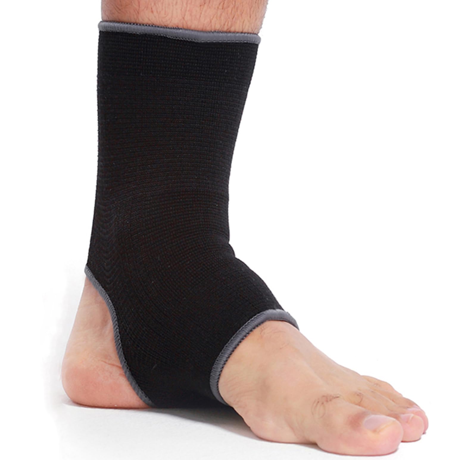 Neotech Care Ankle Support Sleeve - Open Heel, Light, Elastic & Breathable Knitted Fabric - Medium Compression - For Men, Women, Kids - Right or Left Foot (Black Colour, Size S, 1 Unit)