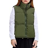 Arshiner Girls Winter Zipper Puffer Vest Lightweight Sleeveless Outwear Puffy Vests for 5-12 Years Old