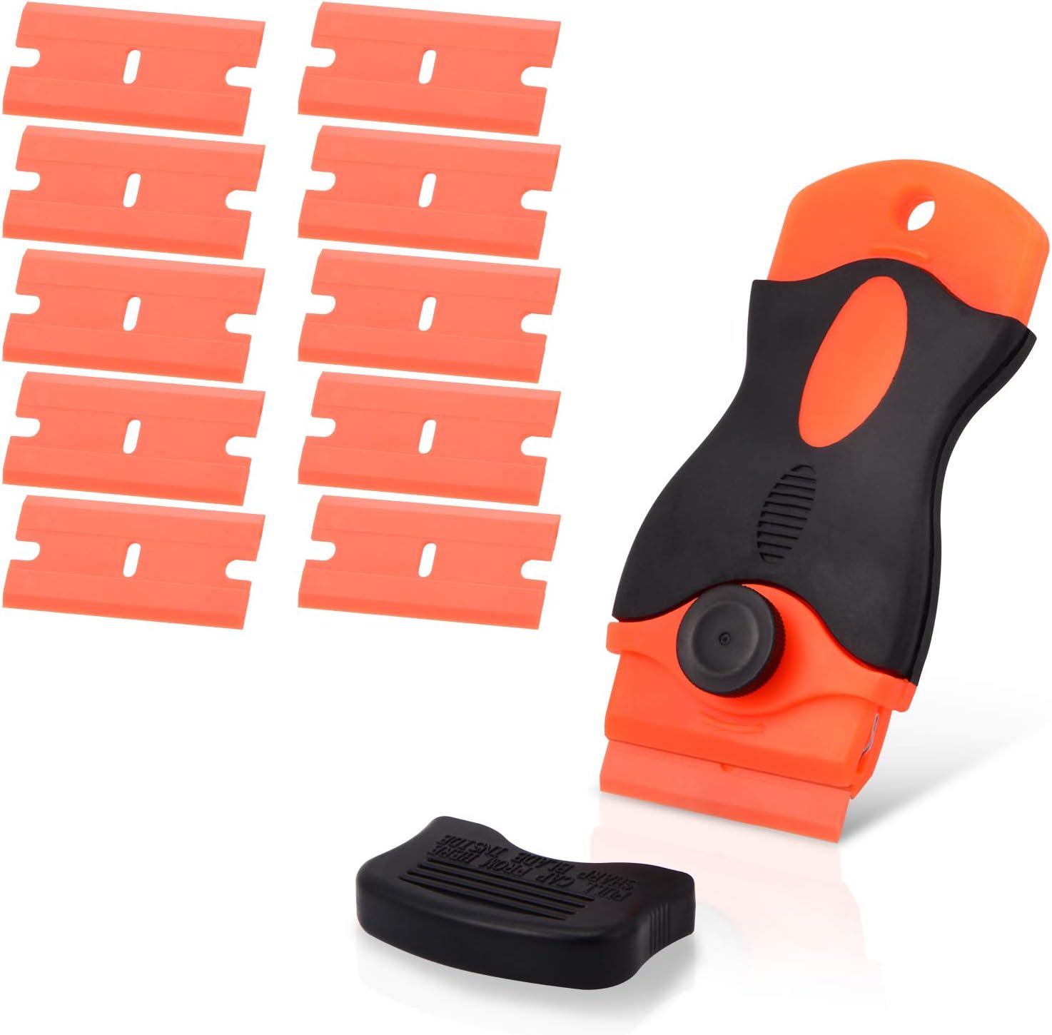 10-Pack 4-Inch Double Edge Razor Blades & Scraper For Car Window Tint & Sticker Removal