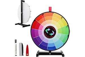 iElyiEsy 18 Inch Tabletop Prize Wheel 12 Slots Spinning Wheel for Fortune Prizes with Dry Erase Marker and Eraser, Editable Spin Wheel for Trade Show Carnival Party Fortune Game