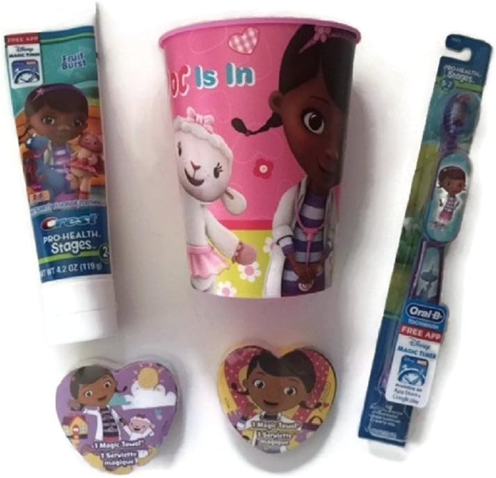 Doc McStuffins Toothbrush Bundle Dental Toothpaste Cup Wash Cloth