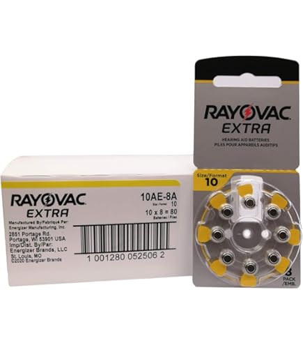 Rayovac Extra Advanced 105mAh Batterie Alcaline Per Apparecchi Acustici, Pack Di 10 Pezzi - 10AUX-6XEMF | Acquisti Online Su
