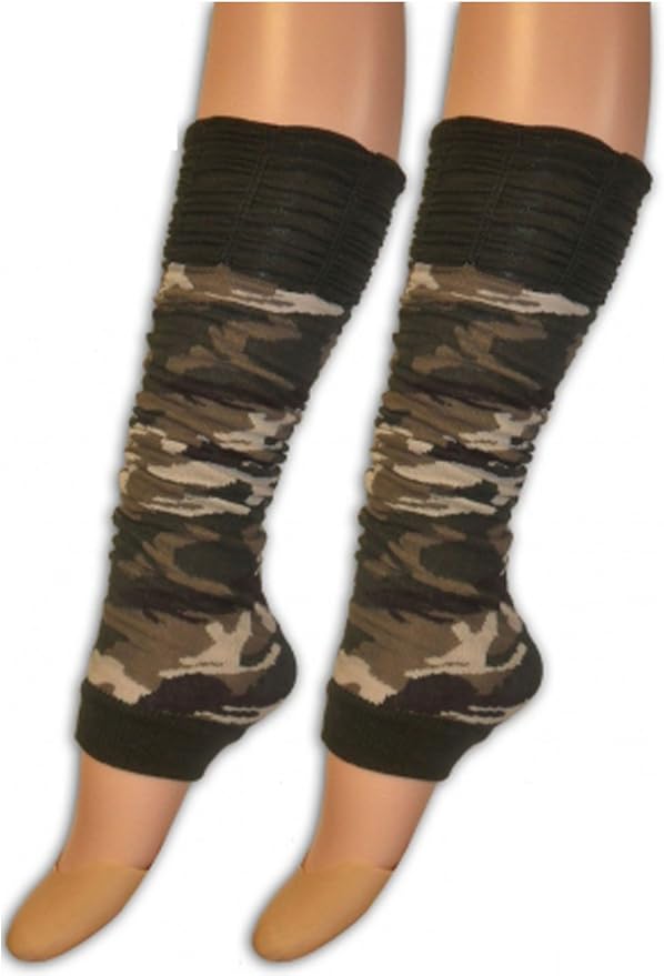 Ladies Army Camouflage Leg warmers Khaki Green Rib One Size Amazon