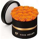 Moss Heart 20 Petite Preserved Roses in Round Box, Forever Roses, Long-Lasting 1+ Year, No Watering, Home Décor Centerpiece, Gift for Her, Birthday or Anniversary