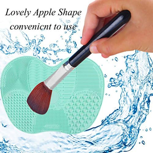 Silicone Makeup Brush Cleaning Mat Pad Washing Tool Scrubber Board With Sucker Blue