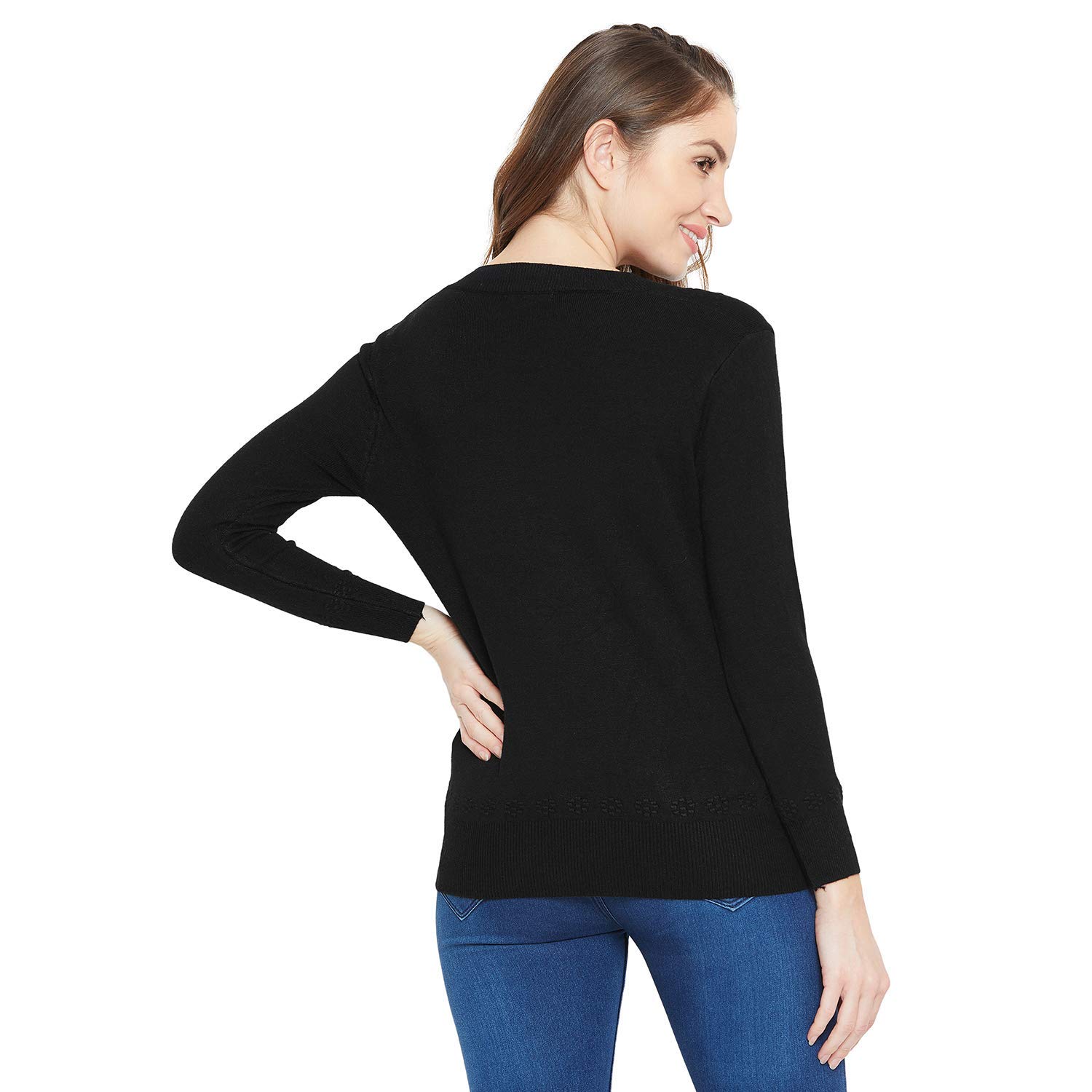 camey women v neck full sleeve woolen top