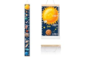NUSTILA Baby Growth Chart for Wall - Outer Space Height Chart for Kids Nursery Decor Wall Hanging Measurement Ruler Toddlers Kids Room Decor Birthday Christmas Gifts for Boys and Girls 79"X7.9" (Planets)