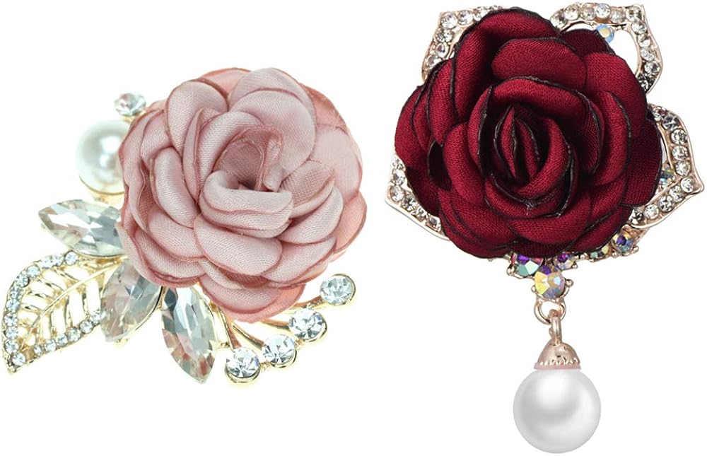Fabric Rose Brooch Pin Flower Brooch Pin for Women and Men