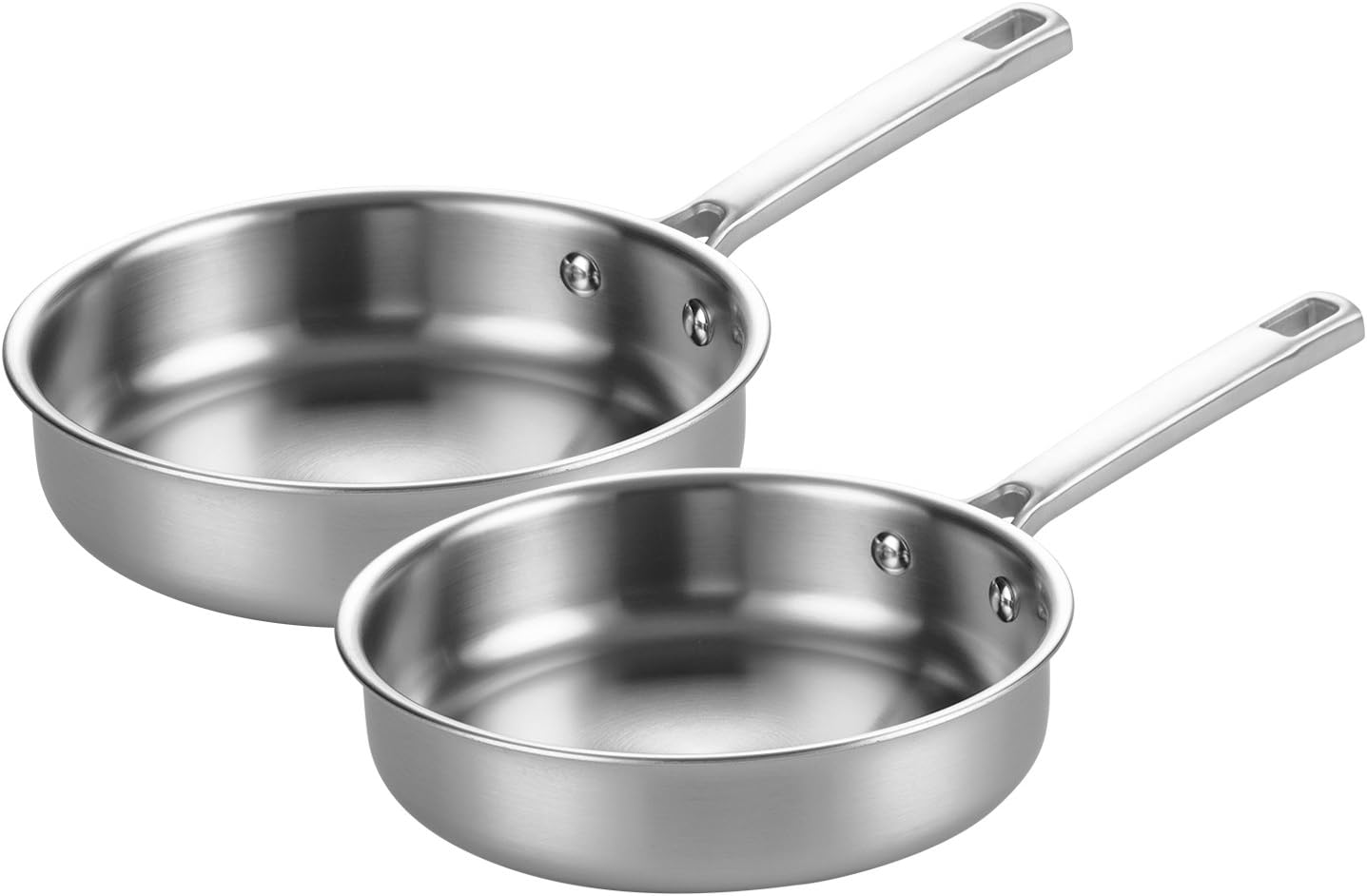 [FDA Approved & PFOA Free] Fry Pan Set 8-Inch & 10-Inch Physical Nonstick Fully Clad Tri-Ply Stainless Steel Frying Pan Set, Fast and Even Heating with All Cooktops Induction Dishwasher Safe