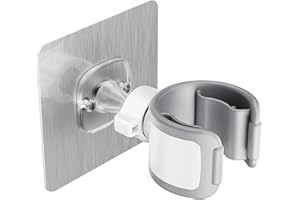 Mistriddle Adjustable Swivel Shower Head Holder with Anti-Scratch TPU Clamp, Premium ABS 2-in-1 Adhesive Bracket, RV Shower H