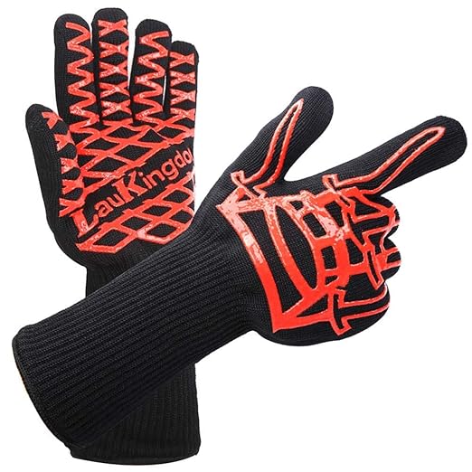 LauKingdom BBQ Grilling Cooking Glove 932F Extreme Heat Resistant Oven Mitts & BBQ Accessories