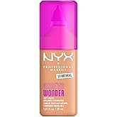 NYX PROFESSIONAL MAKEUP Make 'Em Wonder Liquid Foundation, 24HR Foundation Makeup With A Soft Matte Finish, Buildable Full Coverage - 12 Natural