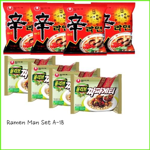 Ramen Man Set A-18(Shin Ramen x4 , Chapagehtti x4) 라면만 세트 A-18 (신라면 x4, 짜파게티 x4)