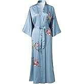 Ledamon Women's Kimono Robe Long for Women - Pocket Floral Bathrobe