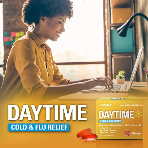 HEALTHA2Z® DAYTIME | COLD & FLU MEDICINE | POWERFUL MULTI-SYMPTOM DAYTIME(20 SOFTGELS) (DAYTIME COLD & FLU MEDICINE (20 COUNT PACK OF 1))