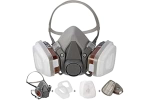 NONE BRAND [Half mask respirator] Reusable Half Face Cover 6200 spray mask for spraying Painting.Chemical Machine Polishing.Welding. Woodworking and Other Work Protection (7 in 1 )Medium