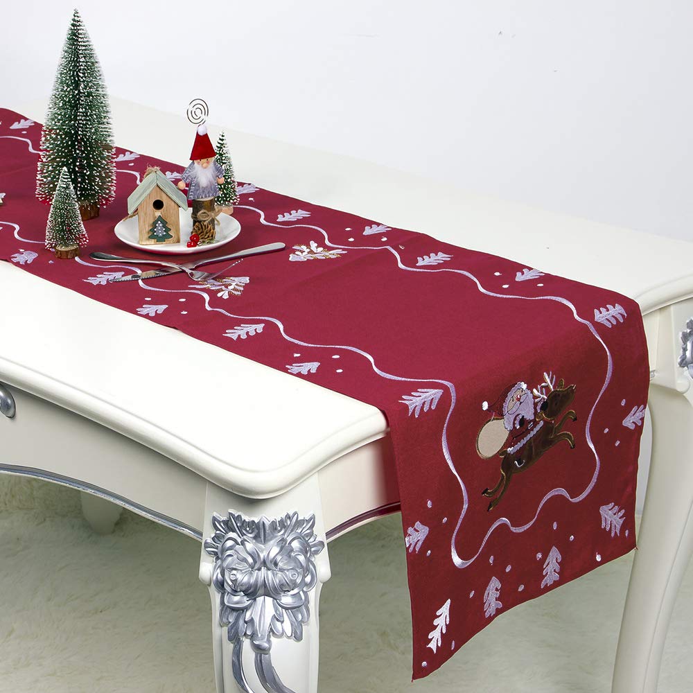 HALOVIE Christmas Table Runner Decoration Dining Table Cloth Runners Snowflake Deer for Home Kitchen Party Wedding Thanksgiving 35 * 180cm
