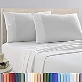 Pizuna Pure 100% Cotton Pillow Cases King Size Set of 2 White, Luxurious 400 Thread Count Long Staple Cotton Sateen with Envelope Closure (Combed White Cotton Pillow Cases King)