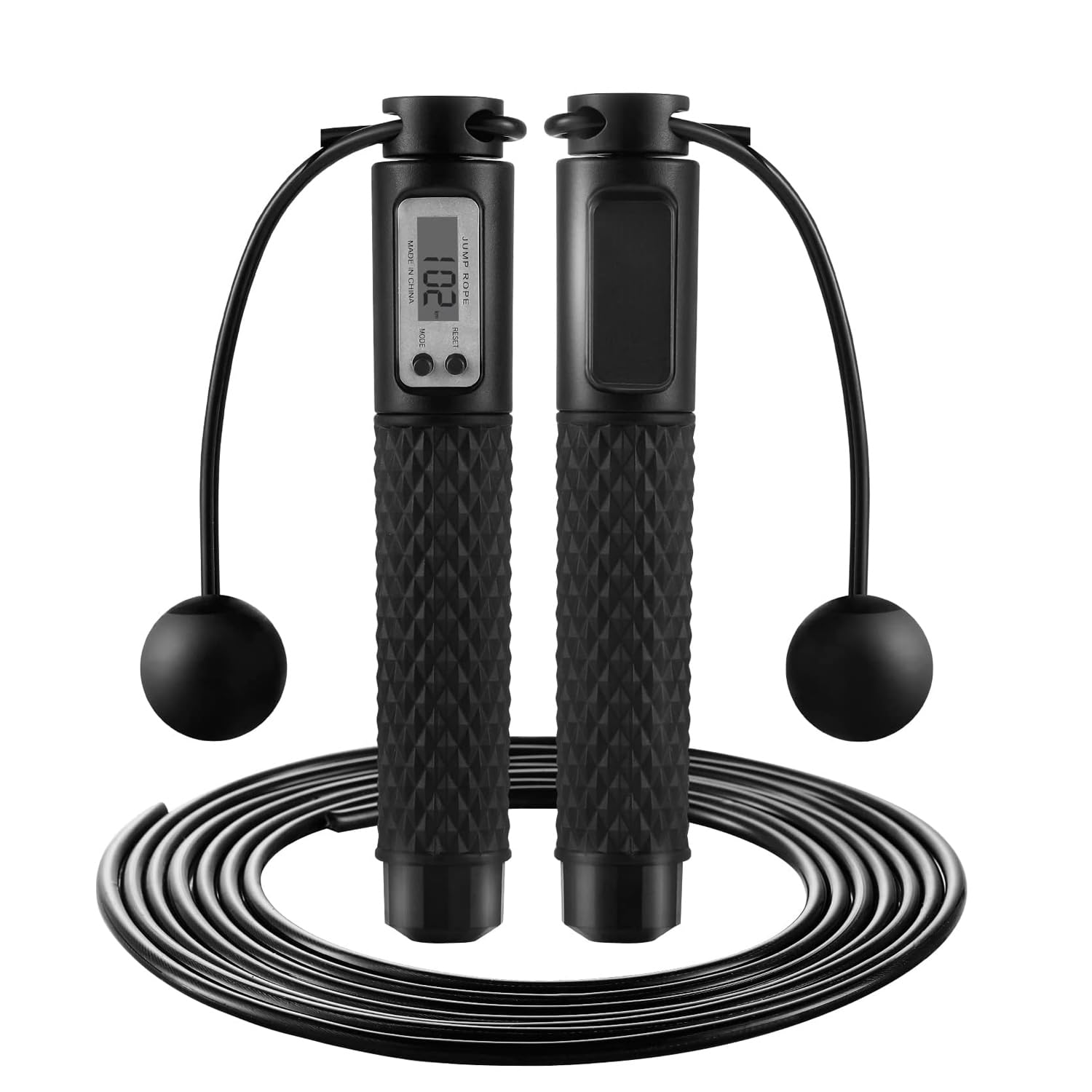 Senshuomy Skipping Rope with Counter,Digital Speed Jump Rope,LCD Display, 3 Display Modes,For Kids Adults Fitness, Adjustable Rope, Weighted & Non-slip Handle for Fitness(Black)