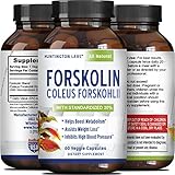 Coleus Forskholii - Pure Forskolin Root Extract Pills - Natural Diet Pills - Herbal Weight Loss Fat Burner - Metabolism Booster for Men and Women - 60 veggie capsules - By Huntington Labs