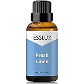 Fresh Linen Fragrance Oil - ESSLUX Aromatherapy Essential Clean Scented Oils for Diffuser, Massage, Soap, Candle Making Scents, Perfume, Home Fragrance, 30 ml