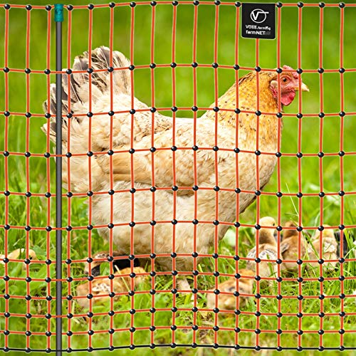 VOSS.farming farmNET 50m Elektronetz 112cm Hühnernetz Geflügelnetz Hühnerzaun Geflügelzaun 16 Pfähle 2 Spitzen orange – Bild 3