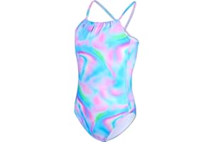 TENVDA Girls Swimsuit Summer Beach Sport Halter Bathing Suits One Piece Swimwear for 2-12 Years Old Kids