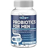 Probiotics for Men, 100 Billion CFUs with Prebiotics, Saw Palmetto Berry, Pumpkin Seed, Cranberry & Lycopene for Prostate Urinary Health, Mens Probiotic for Digestive & Immune Health 90 Capsules