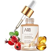 ANAI RUI Squalane + Vitamin E Rosehip Oil Moisturizer for Face,Hair,Skin& Nail Hydrate, Reduce Scars and Stretch Marks, Wrinkles for Smoother, Softer Skin 1 fl. Oz