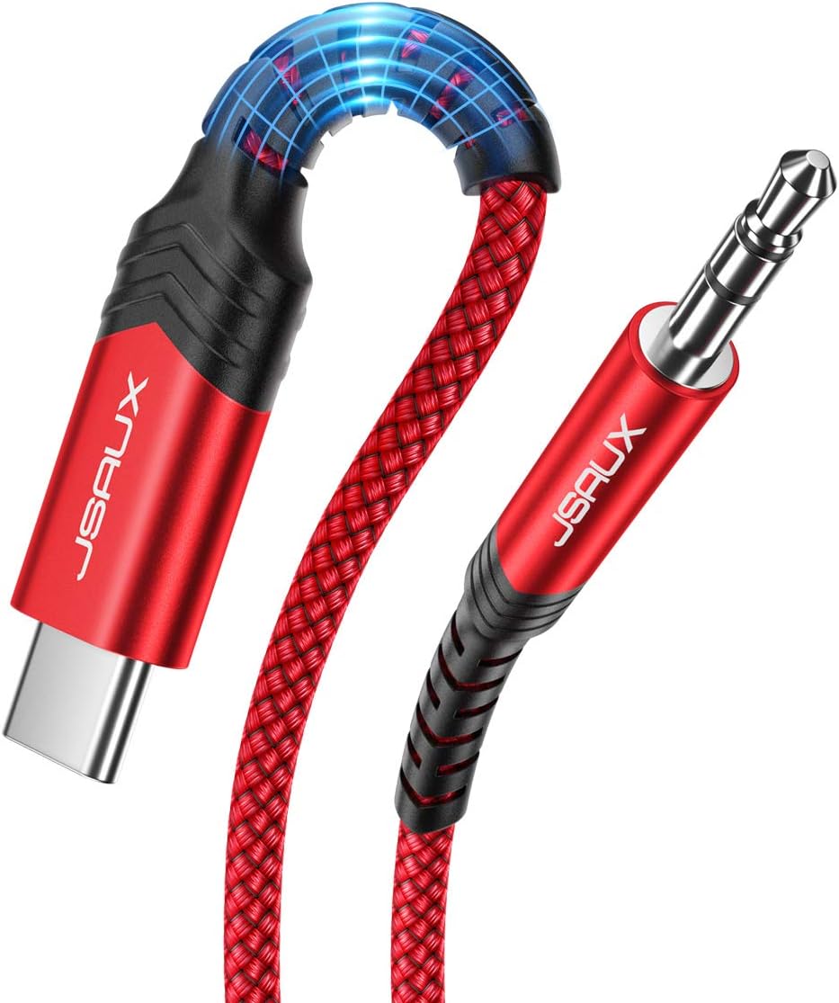 USB C to 3.5mm Audio Aux Jack Cable[3.3ft], JSAUX USB Type C to 3.5mm Headphone Stereo Cord Car Compatible with iPad Pro 2018 Google Pixel 2 3 XL, Samsung Galaxy S20 Ultra Note 20 10 Plus, Moto Z-Red: Electronics