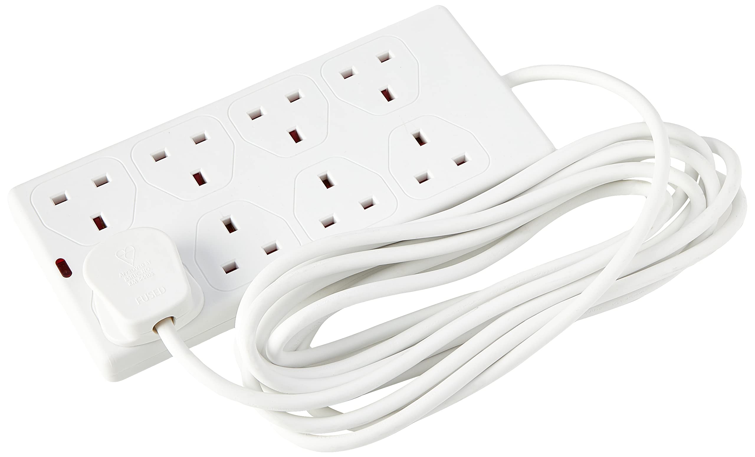 PRO ELEC PEL01380 8 Gang Extension Lead 5m, White