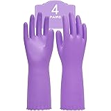 Pacific PPE 4Pairs Household Glove Reusable Cleaning Dishwashing Gloves-Latex Free Waterproof PVC Gloves for Kitchen…