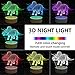 Huaker 3D Dinosaur Night Light for Kids, 3D Illusion Lamp 2 Different Acrylic Dinosaur and 7 Color Change Decor Lamp with Remote Control for Living Bed Room for Boys and Girls Birthday Gifts(Wood)