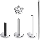 Xnsjeyy 16G Astm F136 Titanium Internal Thread Flat Back Earrings Nose Studs Tragus Forward Helix Conch Cartilage Lobe Earrings Stud Medusa Labret Monroe Lip Ring Piercing Jewelry For Women Men