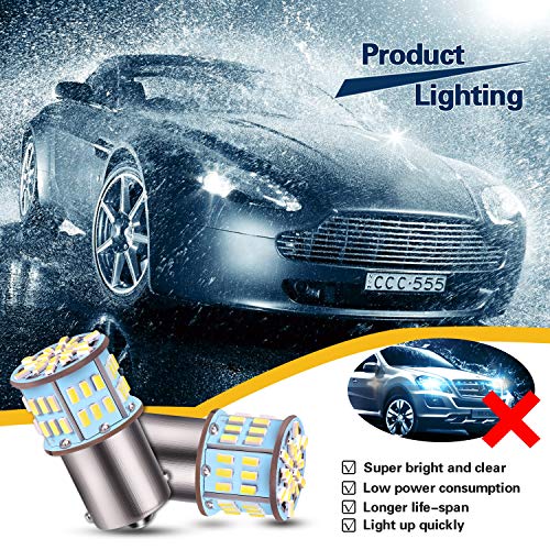 Aucan 12v Super Bright Low Power 20Pcs x 650 Lumens 1156 BA15S 7506 1141 1003 1073 54 SMD Led Light bulb Use for Back Up Reverse Lights,Brake Lights,Tail Lights,Rv lights 6000K Xenon White