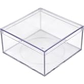 6-Pack Clear Acrylic Gift & Display Boxes with Lids, 4x4x2, BPA-Free USA | Crystal-clear 4x4x2 boxes for party favors, candy, jewelry & small items. BPA-free, made in USA.