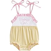 mlpeerw Newborn Baby Girl Clothes Daddys Girl Spaghetti Strap Bubble Romper Ruffle Onesie Infant Cute Summer Outfits