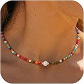 GRCLD Beaded Initial Necklaces for Women Dainty Colorful Letter Choker Charm Necklace Personalized Handmade Trendy Stuff Cute Bohemian Jewelry Gifts for Her