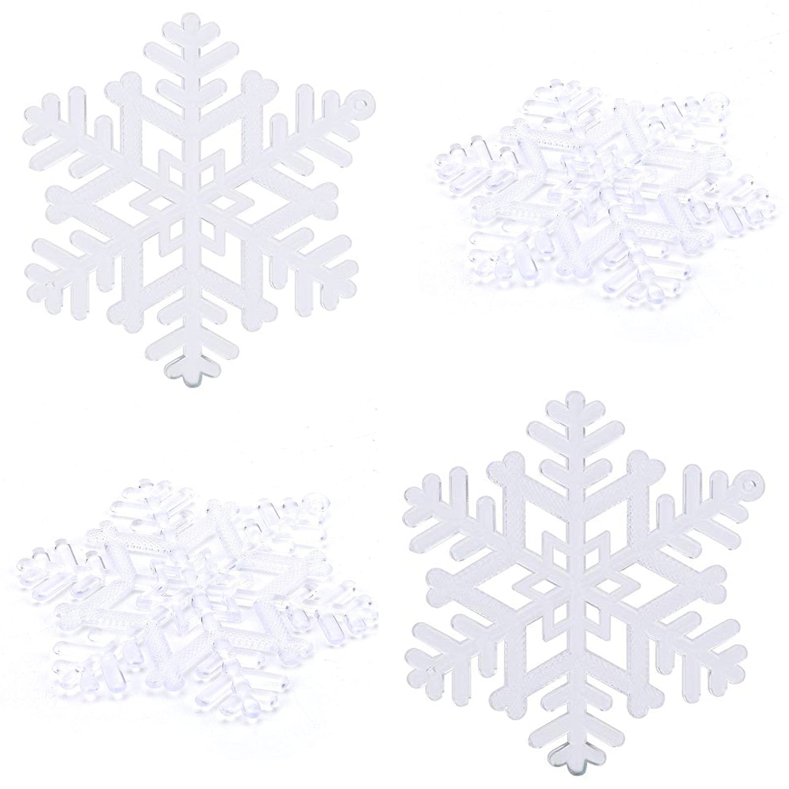 KUIDAMOS Crylic Snowflake White Snowflake Ornaments, 12 Pcs Christmas Glitter Snowflake for Winter Wonderland Christmas Tree Decorations