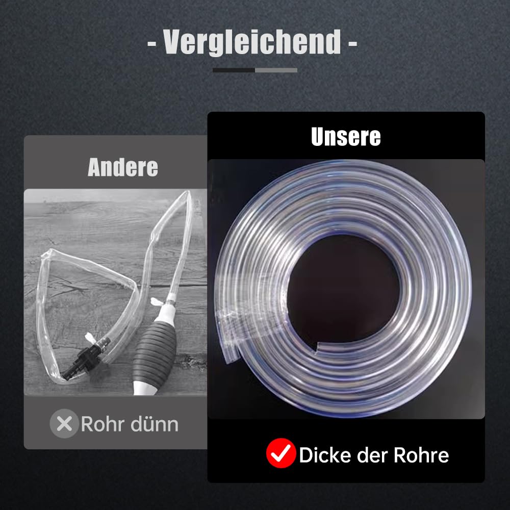 2024 Neuest Handpumpe Benzin, Multifunktions Flüssigkeitssauger, Dieselpumpe ölpumpe mit Schlauch und Metallklammer, Handsiphonpumpe für Benzin, Wasser, Öl, Flüssigkeits (1 Meter) 8