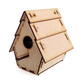 GTR Bird House for Balcony and Garden Hanging for Sparrow, Hummingbird, Kingfisher Bird Nest for Balcony Made with Water Resistant Wooden MDF Sheet with Hanging and Wall Patch (Wooden)