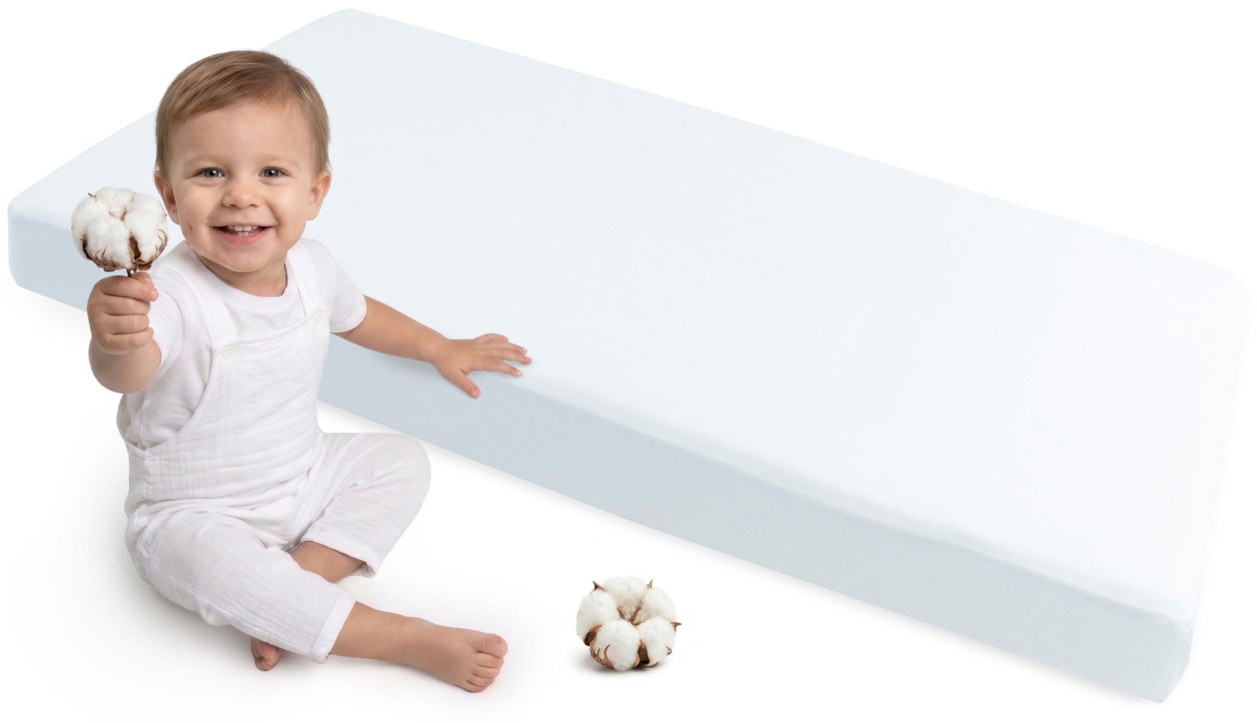 Medi Partners Fitted Sheet 60x120 cm 100% Cotton Baby Bed Linen Mattress Cot (White) — image 1