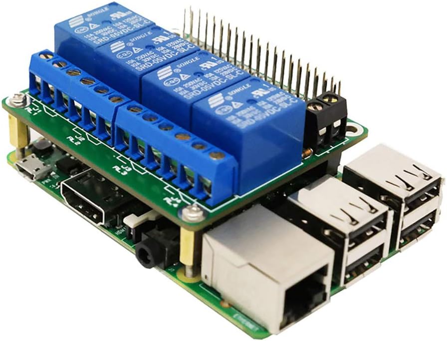 Strawberry4Pi Shield Raspberry Pi A or B Relay Boards + FREE APP 5v Input, 4 Relays