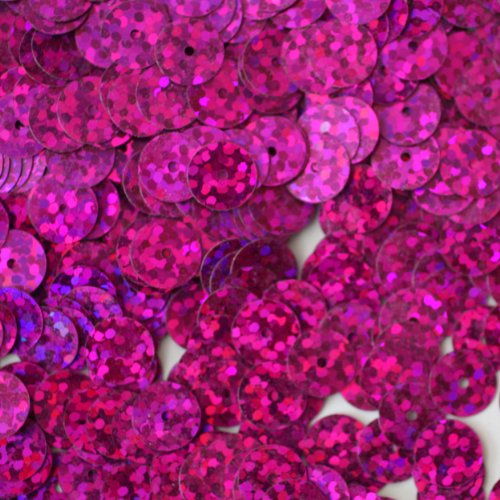 8mm Flat Round SEQUIN PAILLETTES ~ FUCHSIA PINK Multi HOLOGRAM ~ Loose sequins for embroidery, bridal, applique, arts, crafts, and embellishment. Made in USA.