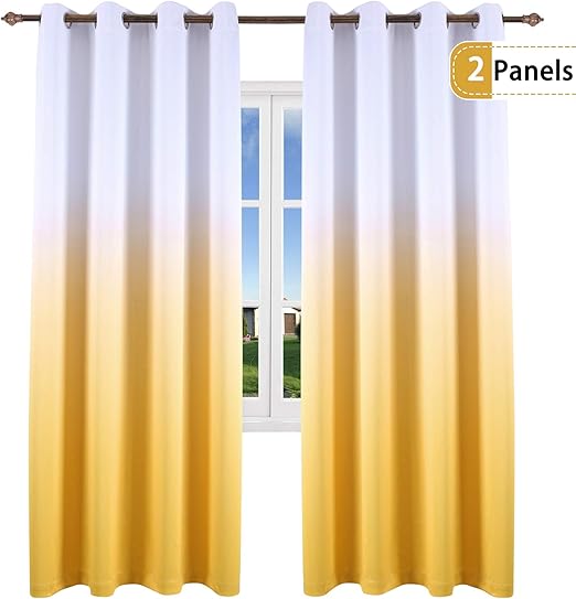 Amazon Com Keqiaosuocai Ombre Yellow Curtains For Bedroom Grommet