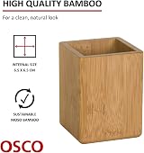 Osco Bamboo Square Pen Pot Desk Tidy 10.2 cm Office Organizer view 5