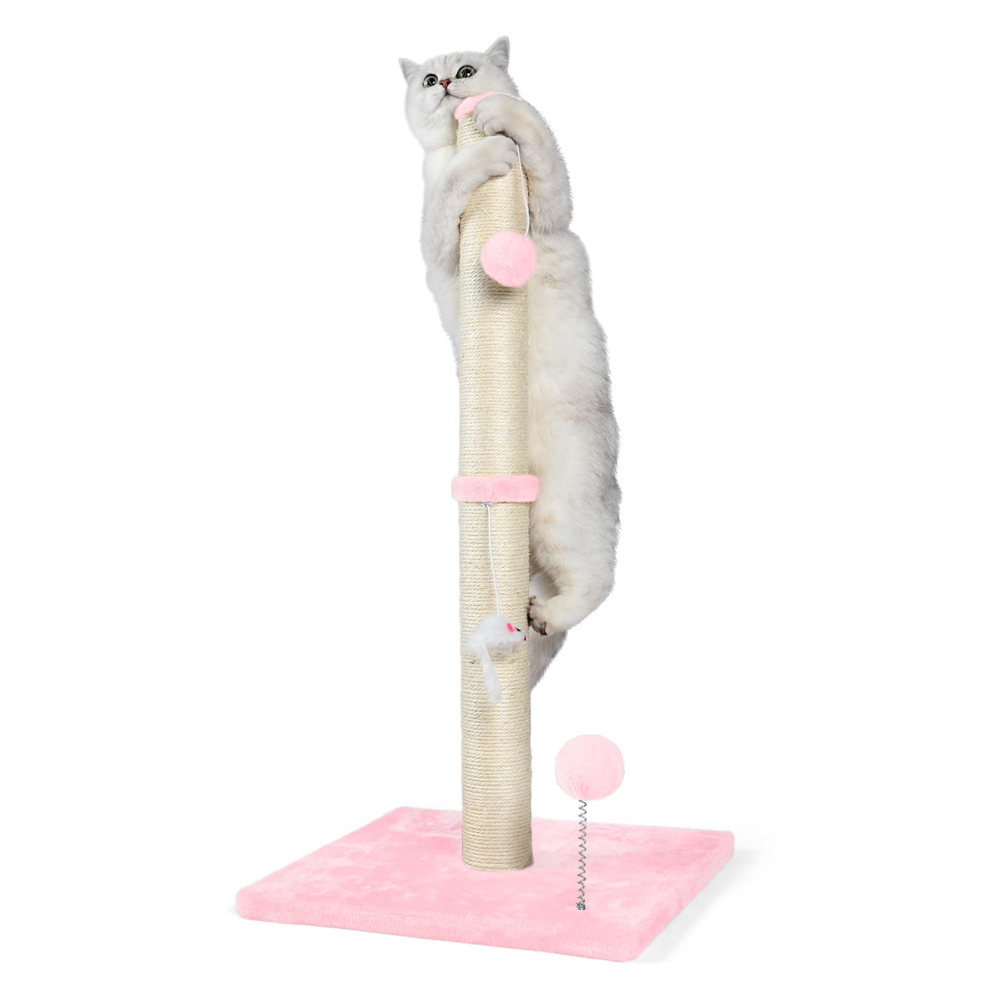 Photo 1 of ANWA 32" Tall Cat Scratching Posts for Indoor Cats, 3-in-1 Cat Scratching Post with Plush Toys, Premium Sisal Post for Cats at All Ages with Reinforced Stable Base, Pink